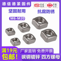 Carbon steel galvanized square nut M6-M8-M10-M12-M16-M20 square nut DIN557 matching bolt