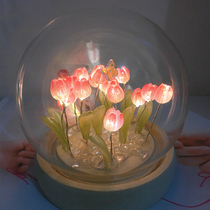 Shrinkable tulip night light handmade DIY material package bedroom decoration birthday gift creative Tanabata Valentines Day
