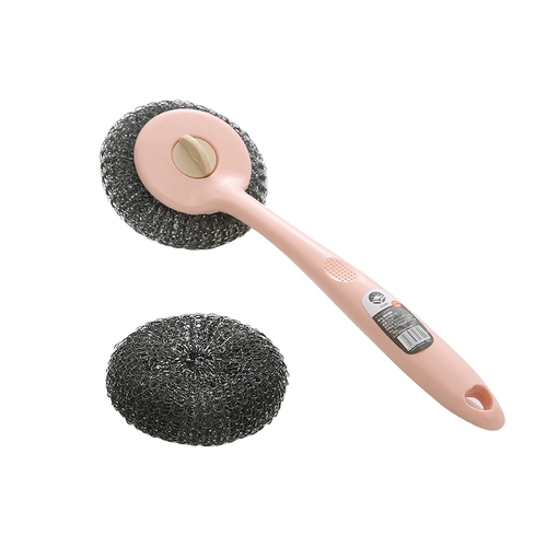 Бытовая щетка для горшков с длинной ручкой не повреждает кастрюлю, уборка кухни и мытье кастрюли щеткой для обеззараживания посуды, артефакт для горшка с шариковой щеткой из стальной проволоки