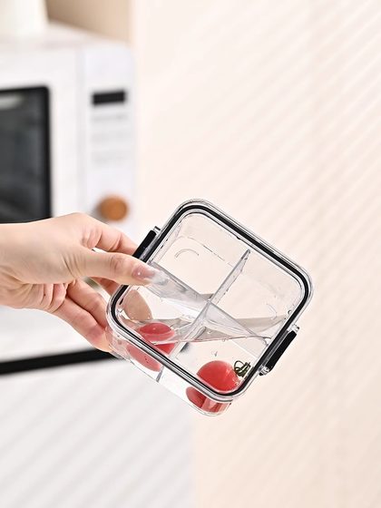 사각형 꽃 차 포장 상자 460ml 플라스틱 쿼터 그리드 씰 항아리 음식 등급 저장 신선한 저장 상자 저장 용기