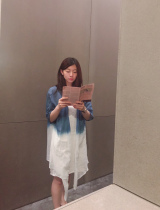 Original design new handmade blue dye grass and wood dyed tie dye thin cotton linen diy sunscreen clothing long air-conditioned cardigan