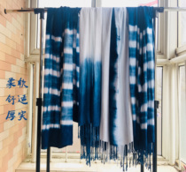 Original design new Yunnan handmade diy grass and wood dyed plant dyed cotton thick tassel scarf scarf