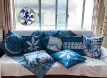Original design new handmade blue dyed grass dyed tie dyed cotton pillowcase cushion pillowcase pillow pillow core DIY graphics