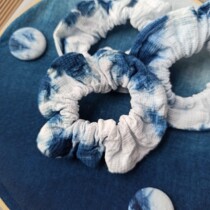 Faecal Large Intestine Hair Ring Zama Tail Handmade Plant Blue Dye Temperament Art Folk Customs National Wind Tourism Remembrance Head Rope Headwear