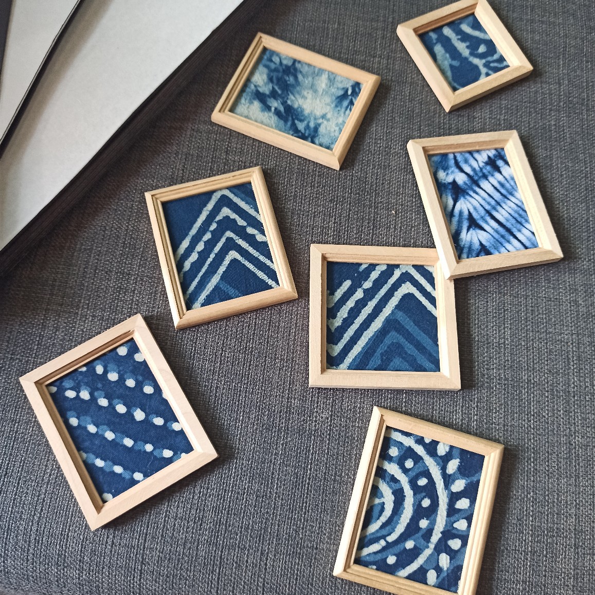 Creative Plant Blue Dye Zdyeing Wooden Photo Frame Fridge Sticker Magnet Memorial Small Gift Folk Home Accessories Escort Gift