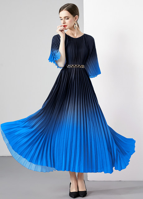 2023 pleated original quality 5.5m oversized skirt accordion pleated smudged dress