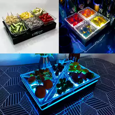 Acrylic LED luminous snack plate Platter bar KTV special fruit plate rack creative four or six square fruit plate