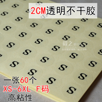 2CM transparent black print round self-adhesive size sticker size sticker label number sticker label label number label label label code