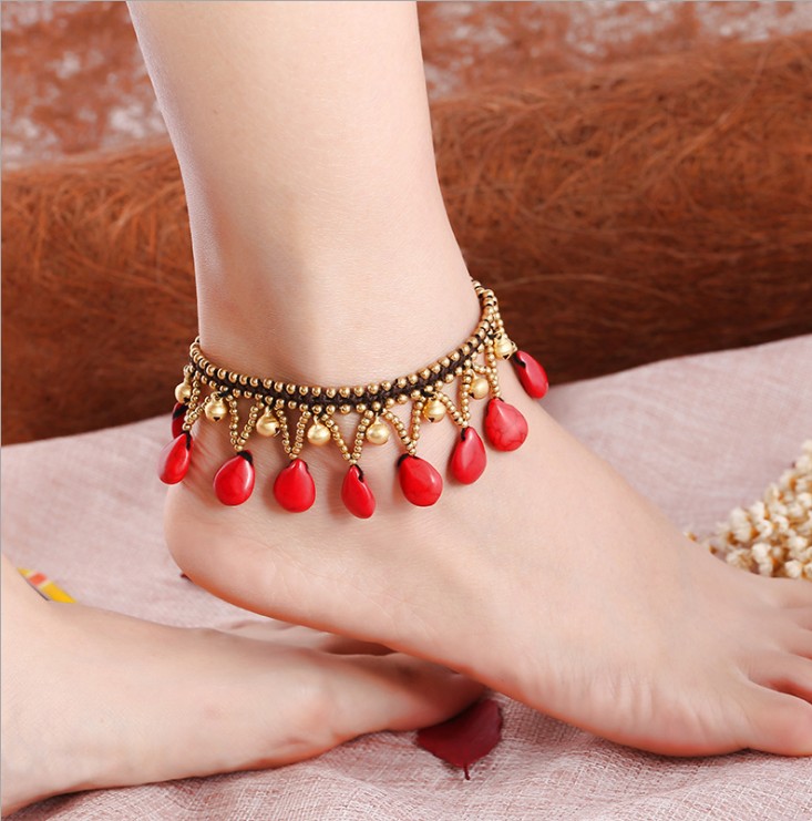 Vòng cổ gió vòng chân nữ rừng đá lỏng lẻo gợi cảm nước phóng túng thả mặt dây chuyền kỳ nghỉ chân gió quốc gia lắc chân nữ 10k