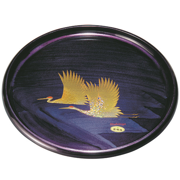 EMS Direct Mail: Japanese Documentary State Lacquer Ware Purple Cloud full of upscale round tea tray Coffee pans