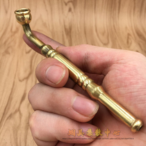 Mini brass tobacco pole with smell of smoke mens straight pipe pure copper traditional metal tobacco pot tobacco tobacco pole