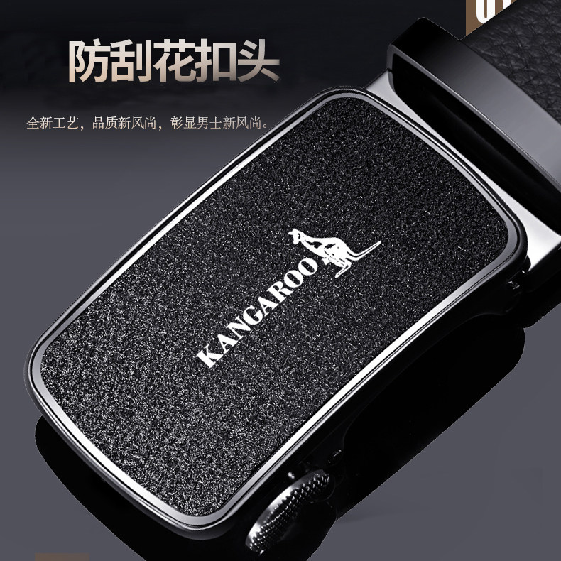 Kangaroo leather strap Male genuine leather High-end 100 lap automatic buckle Double face headlayer Bull Leather Casual Girdle Youth Business Belt