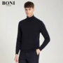 BONI Bunny Sản phẩm dệt kim nam giới Wool trẻ trung tinh khiết Top Blue Business Casual cardigan - Áo len áo da nam đẹp