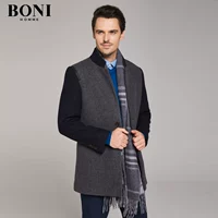 BONI / Fortune Business Men Wool Wool Coat Men Dài phần cổ áo kinh doanh áo khoác lông nam trung niên áo khoác hoodie nam