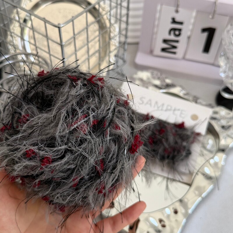 Black and Gray Wasteland-Style Yarn with a High-End Feel, Burgundy Multi-Strand Specialty Yarn, Dancing Yarn, Crochet Hair Tie, Super Popular Hand-Mixed Yarn
