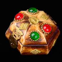 Tibetan Nepal handmade yak bone jewelry box European court jewelry storage box inlaid with colored beads jewelry box