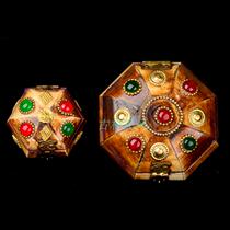 Tibetan Nepal handmade yak bone jewelry box European court jewelry storage box inlaid with colored beads jewelry box