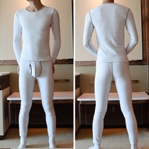 Warm underwear mens set of pure cotton plus fleece thickened tight autumn pants youth autumn and winter slim autumn clothes autumn pants