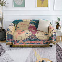 American thick map cotton blanket bohemian sofa towel full cover sofa blanket decorative tapestry bed cover dust cover