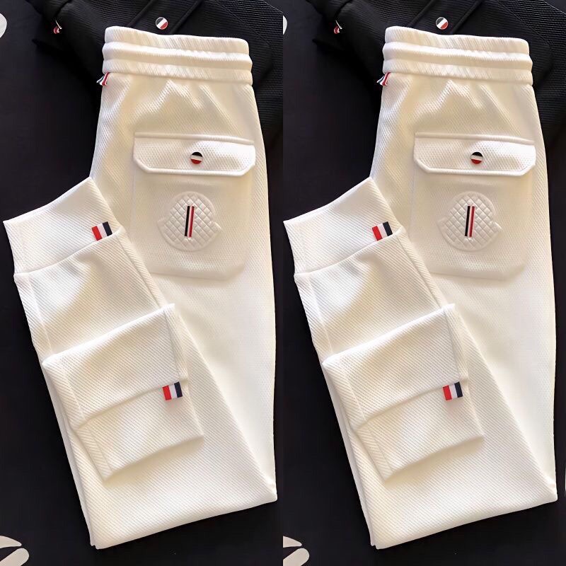 High-End European Pineapple-Pattern Men's Casual Pants, Spring and Summer Elastic Jogger Sweatpants, Versatile Slim-Fit Tapered Pants