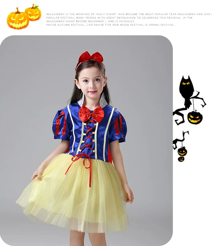 Halloween Kids Quần áo Cô gái Công chúa hóa trang Váy tuyết trắng Phù thủy Little Red quàng khăn bí ngô Trang phục