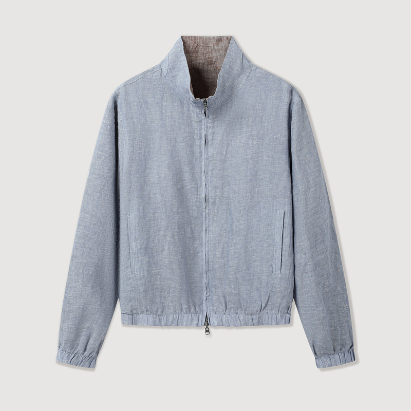 Riches Maitine Lp Same Style 100% Rain Dew Linen Double Zipper Stand Collar Reversible Jacket Riches Maitine Lp Same Style 100% Rain Dew Linen Double Zipper Stand Collar Reversible Jacket