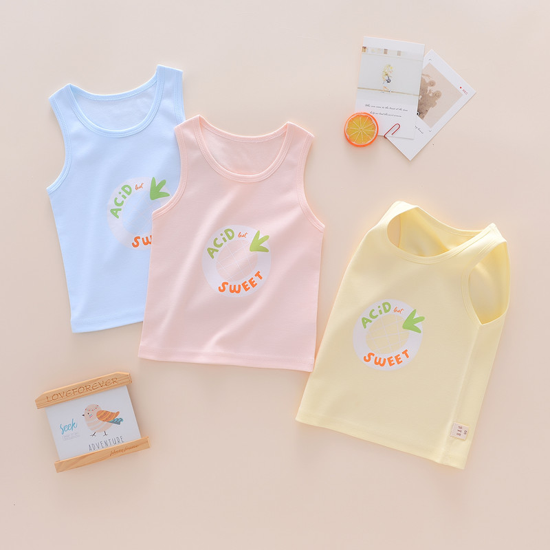 Baby Meiqi Children's Bone Pure Cotton Vest Boy and Girls in Spring and Summer Shoulder Strap Wear Baby Baby's Baby Back Back Back Back