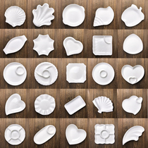  Special-shaped plate dish plate Commercial household dish plate White ceramic dish plate Hotel tableware Hotel special cold dish plate