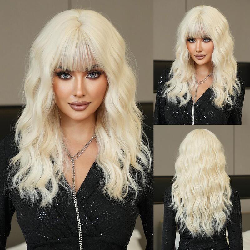 Platinum Wig Medium-Length Wavy Hair with Bangs, Cosplay Costume Wig Platinum Wig Platinum Wig Medium-Length Wavy Hair with Bangs, Cosplay Costume Wig Platinum Wig