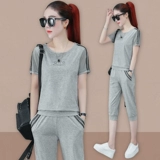 Летний тонкий шифоновый спортивный костюм, одежда для йоги для спортзала, сезон 2021, короткий рукав