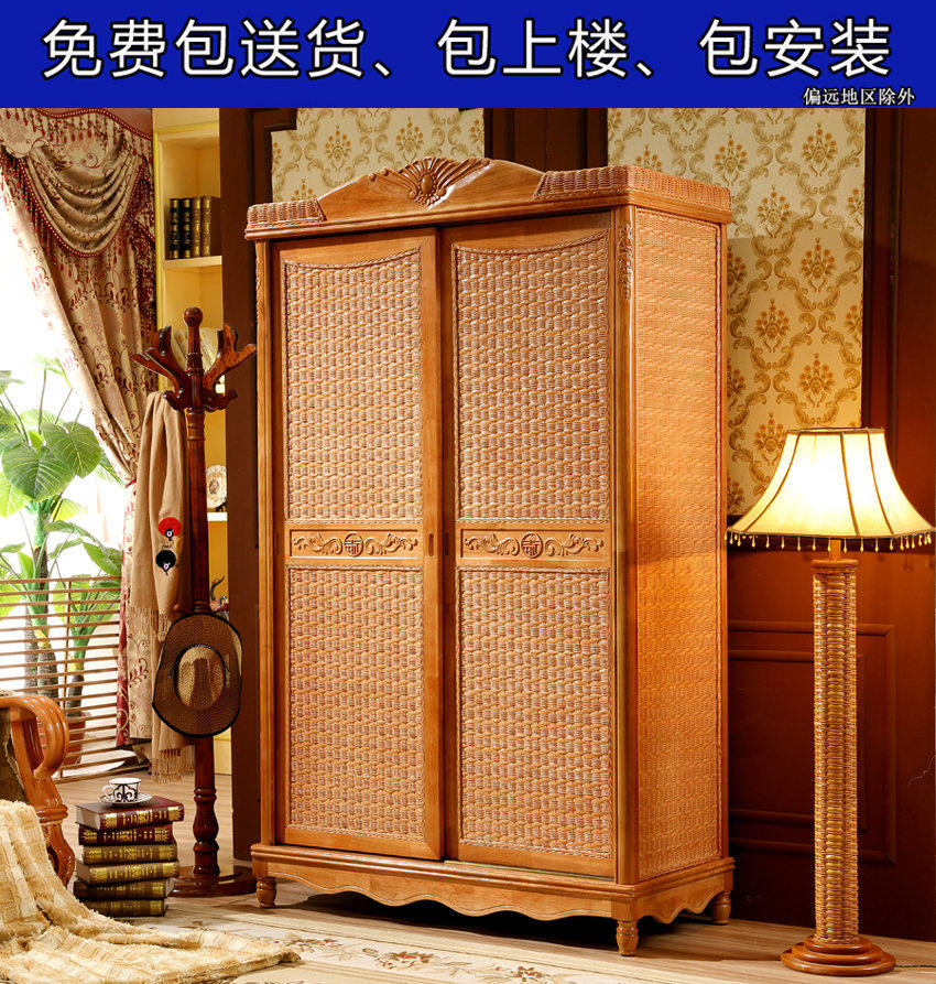 Real vine wood wardrobe vine-made 23 door cabinet rattan knitted wardrobe Indonesia plant vine wardrobe lying door elderly wardrobe-Taobao