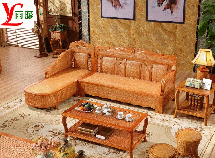 Mây sofa sofa mây mây thực giường sofa phòng khách sofa góc kết hợp đan bằng mây giường ghế sofa giường 3088 - Ghế sô pha