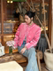 [Peach Blossom Source Series]Pink Chinese-Style New Traditional Women's down Jacket Warm Cotton Coat Outerwear Top