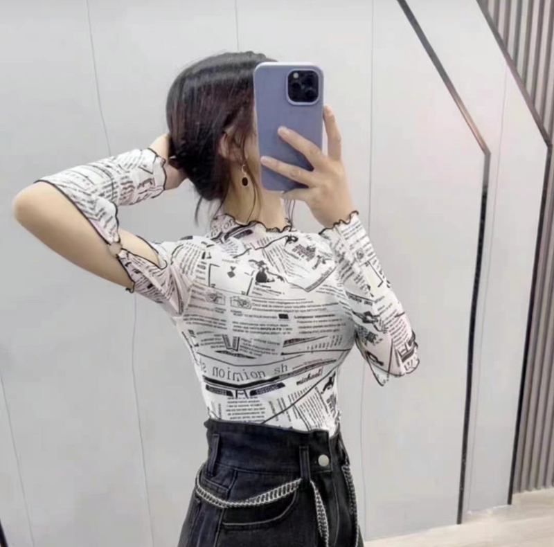 Lolita Pure Desire Sweet Spicy Girl Sexy Mesh Short Skin-Tight Top Women's Autumn and Winter Long-Sleeve T-Shirt Base Layer Lolita Pure Desire Sweet Spicy Girl Sexy Mesh Short Skin-Tight Top Women's Autumn and Winter Long-Sleeve T-Shirt Base Layer