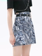Lori Pa Women's Clothing 2025 Summer New Collection: Unique Water Ripple Gradient Short Skirt, High Waist Slimming A-Line Skirt with Belt, Cool