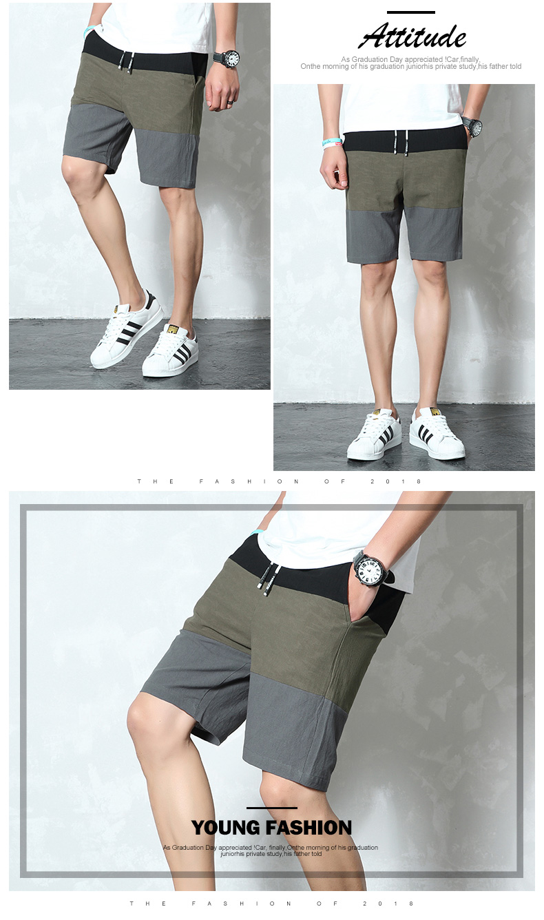 Mùa hè năm quần nam phiên bản Hàn Quốc của xu hướng màu sắc cotton phù hợp với quần thể thao đi biển dành cho giới trẻ quần thô nam