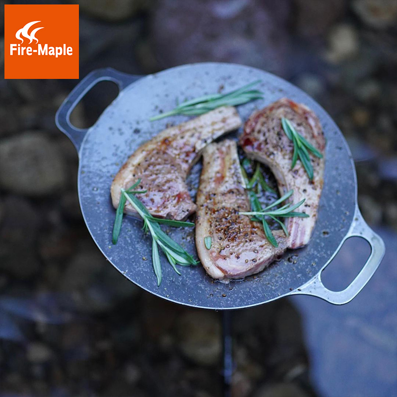 Fire Maple Pure Iron Frying Pan Without Coating Outdoor Camping Picnic Barbecue Home Han Style Grilled Platter Iron Pan-Taobao