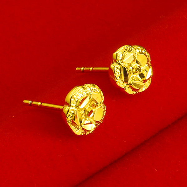 Gold Earrings Men's 999 Foot Gold Pure Gold Earrings Earrings Flowers Round Woman True Gold Wedding Jewellery
