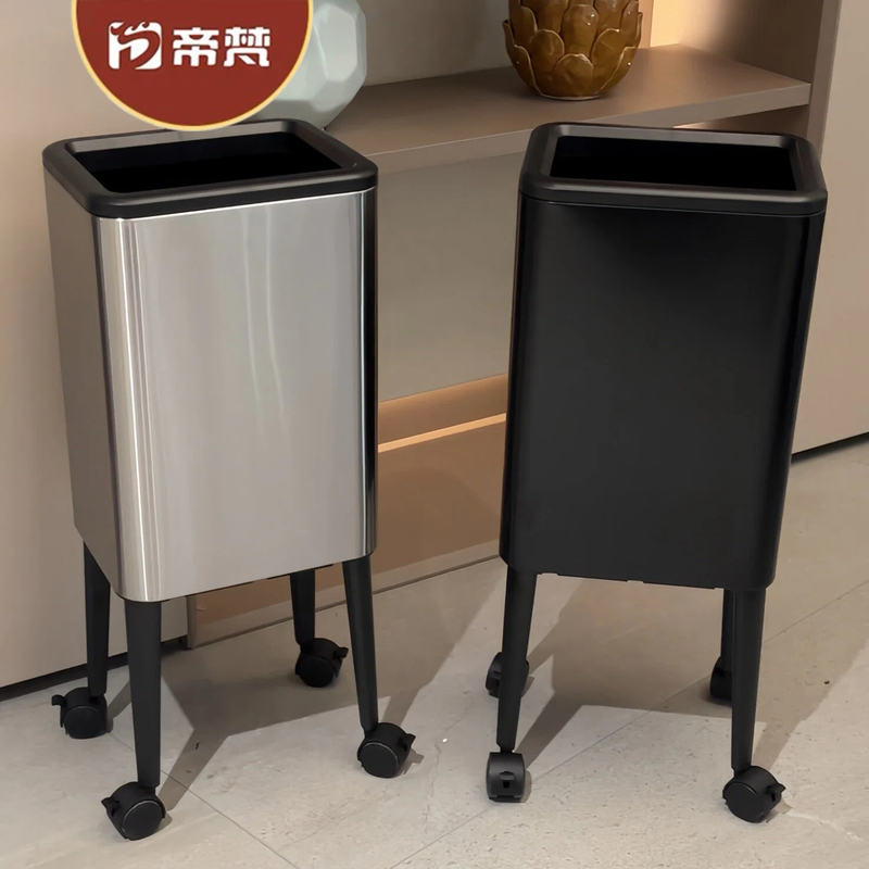 Difan Kitchen-Specific Trash Can, Tall Model, Movable, Stainless Steel, Large Capacity, High-Legged, No Bending Required, New Model for Home Use Difan Kitchen-Specific Trash Can, Tall Model, Movable, Stainless Steel, Large Capacity, High-Legged, No Bending Required, New Model for Home Use