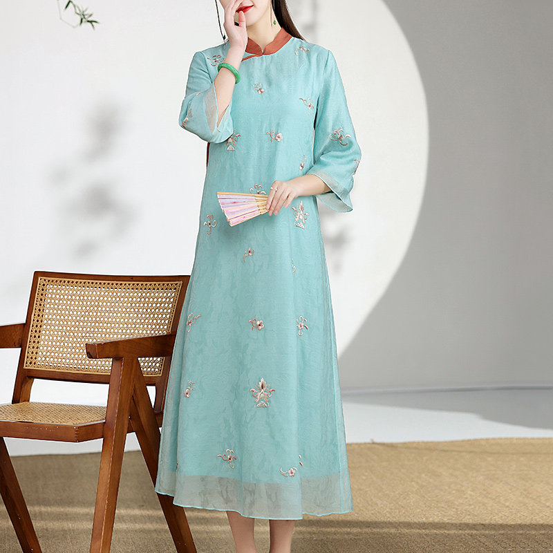 Qipao 2022 New Spring Summer Young Teen Girl Art Women's Art Women's Clothing Country Retro Big Size National Wind Dress Code