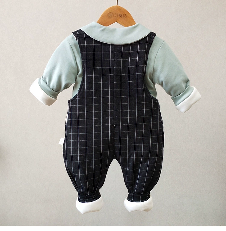 Bộ đồ yếm cotton mỏng cho bé mùa thu đông cotton 6 tháng 8 Bộ đồ liền thân cho bé - Áo liền quần