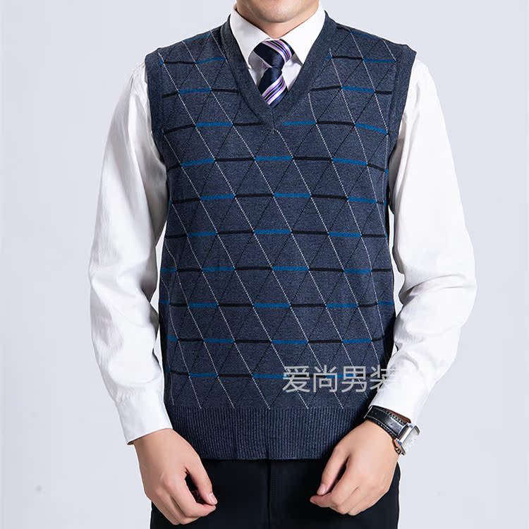 Áo len nam mùa thu và trung niên áo khoác nam giả vest