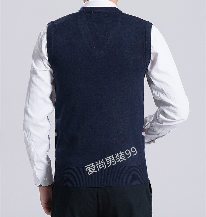 Mùa thu và mùa đông nam trung niên áo len len dòng ông trùm đầu vest vest cha vest trung niên nam V-cổ vest áo vest nam thời trang