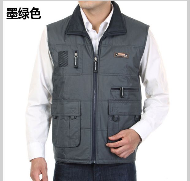 Mùa thu hai bên mặc cotton mỏng trung niên nam vest vest vai túi móc áo vest cá chụp ảnh du lịch áo ba lỗ tanktop nam