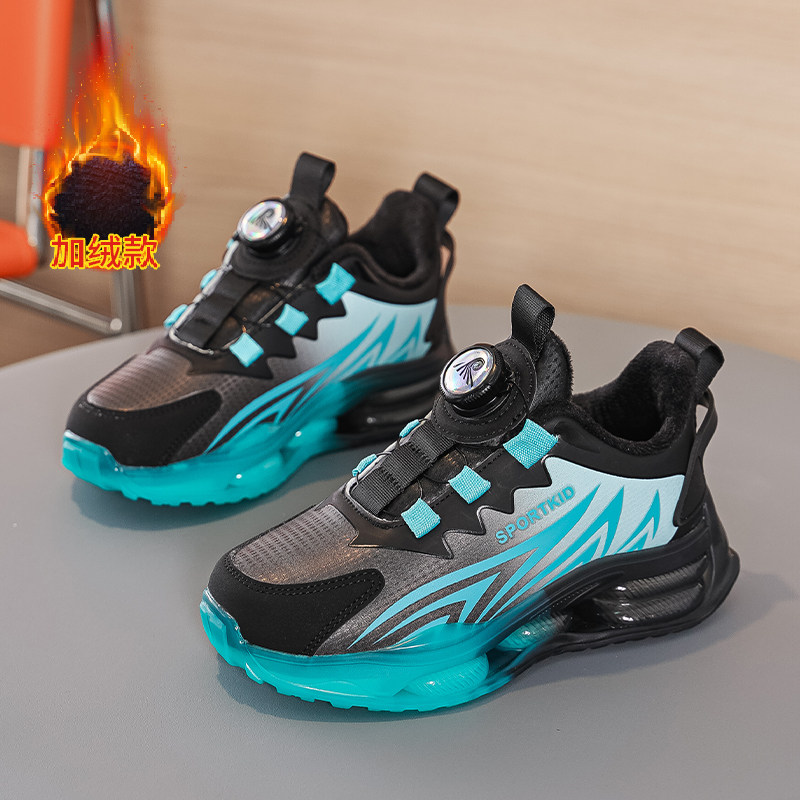 Boys' Shoes with Fleece Lining for Warmth, Winter Style, Double-Layer Cotton Shoes, Children's Sports Shoes, Thickened, Boys' Shoes for Older Children, Leather Surface, Waterproof