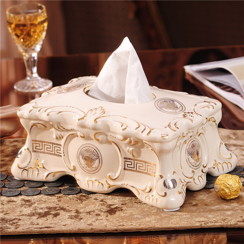European light luxury ceramic tissue box ivory porcelain paper box napkin box living room home decoration coffee table decoration