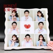 Square 8-12 inch nine-palace grid table baby photo wall hanging photo frame custom Korean wedding photo production crystal photo