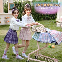 Children jk uniform net red skirt Pleated skirt Skirt Girls college style spring short skirt gk grid skirt 10 years old