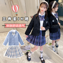 Girl 2021 autumn new childrens college style suit jacket small suit dress three-piece speech suit performance