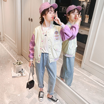Girls baseball suit jacket 2021 new autumn big boy little girl Korean version of spring and autumn jacket top foreign style